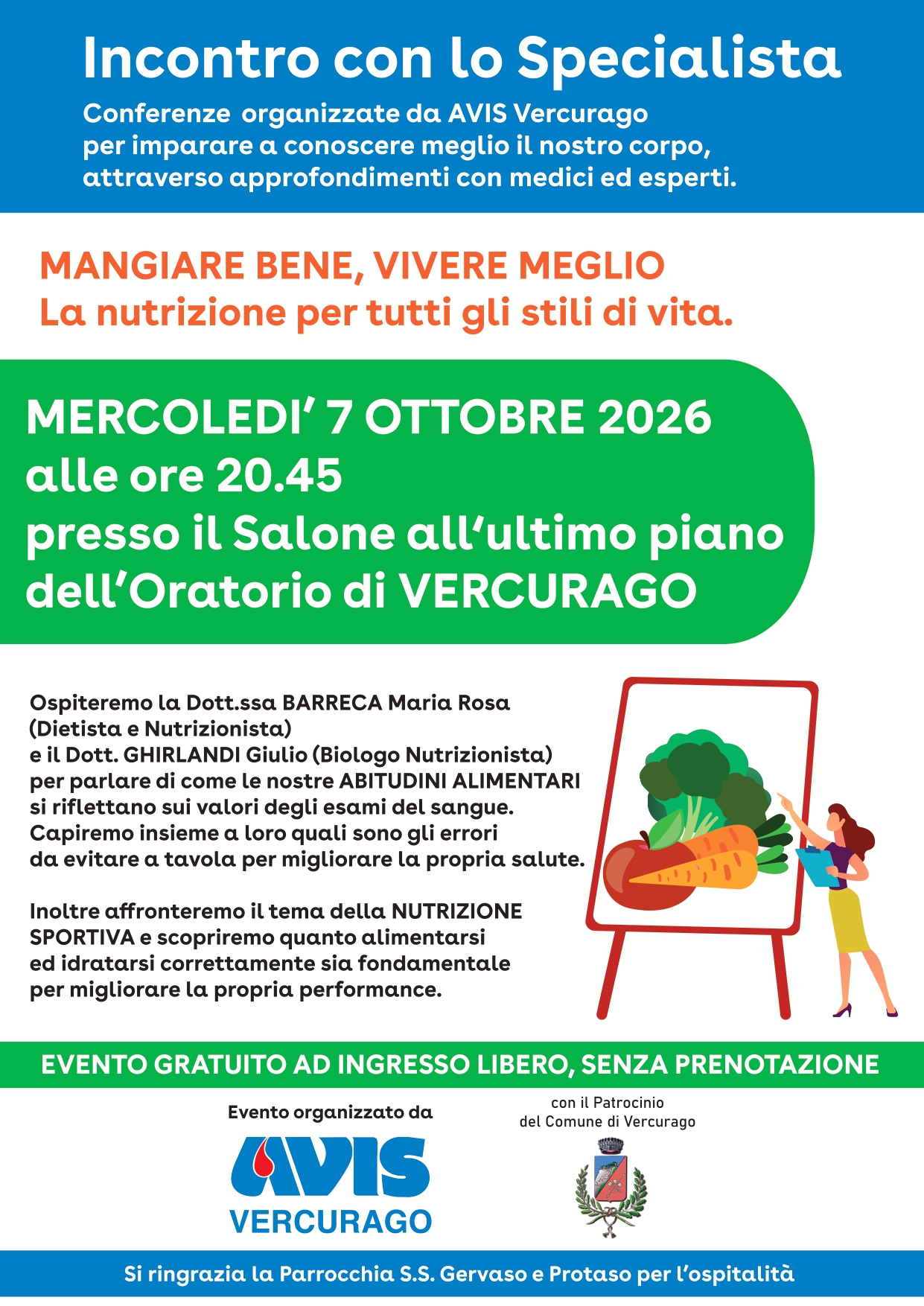 Mangiare bene, vivere meglio: con Avis Comunale di Vercurago un nuovo "Incontro con lo Specialista"